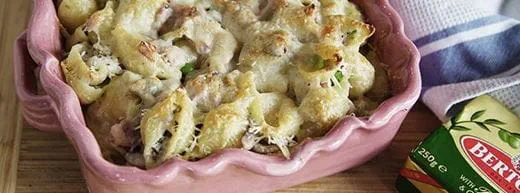 recipe image Ham, Mushroom and Pea Pasta Bake