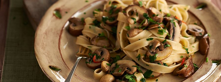 recipe image Tagliatelle Pasta Recipe with Garlic Mushrooms