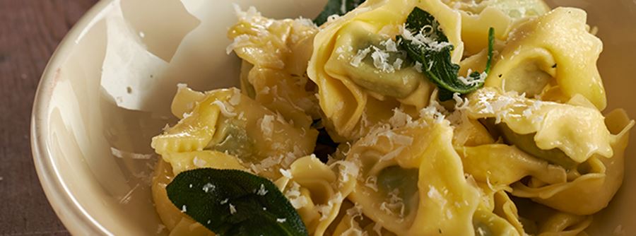 recipe image Ricotta & Lemon Ravioli served with Bertolli with Butter and Mint sauce