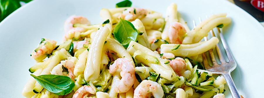 recipe image Casarecce with Courgettes and Prawns