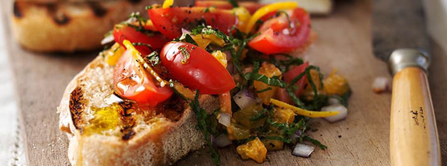 recipe image Bruschetta with Tomatoes, Orange & Mint