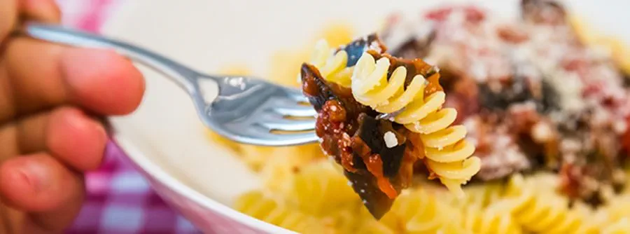 recipe image Easy Italian Fusilli with Roasted Aubergines in Tomato Sauce Recipe