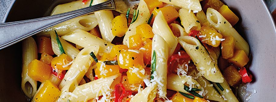 recipe image Penne with Butternut Squash, Rosemary and Chilli